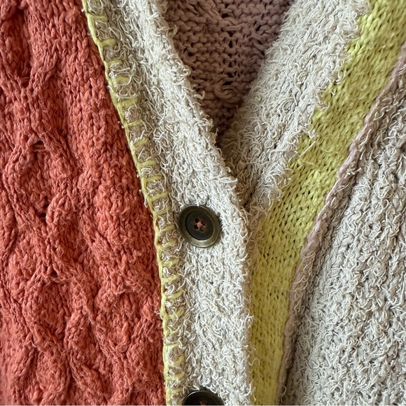Free People Pink and Cream Button-Up Cardigan - Picture 4 of 5